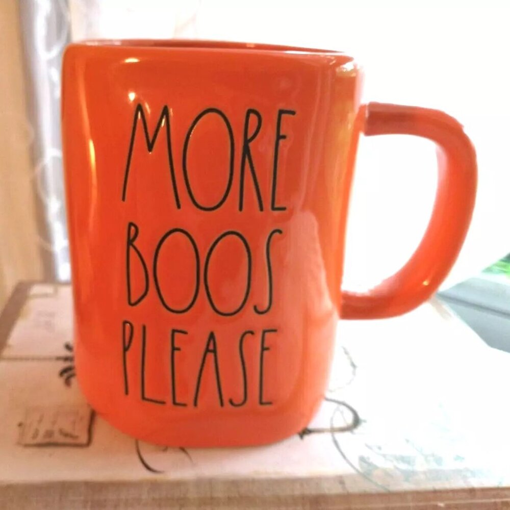 Rae Dunn Halloween More Boos Please Orange Mug "NEW